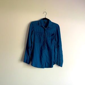 JCrew linen indigo blouse